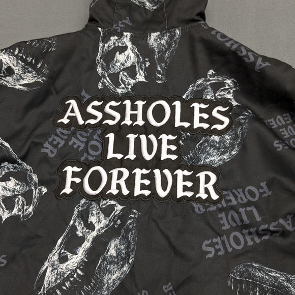 Aholes Live Forever Black Skull Graphic Men's Jacket Size XL - Picture 8 of 13